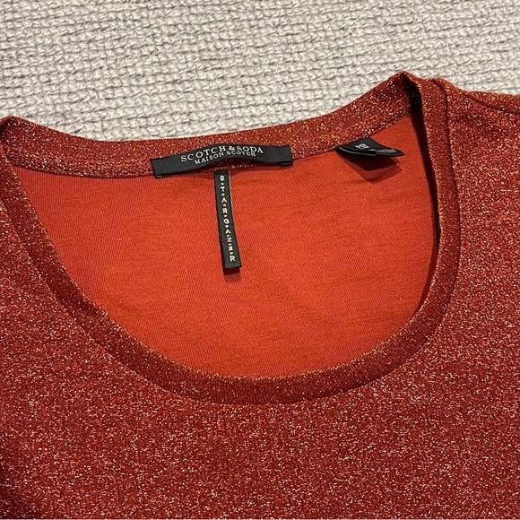 Scotch & Soda Maison Stargazer Lurex Glitter Shirt in Brick (M) - Picture 10 of 10